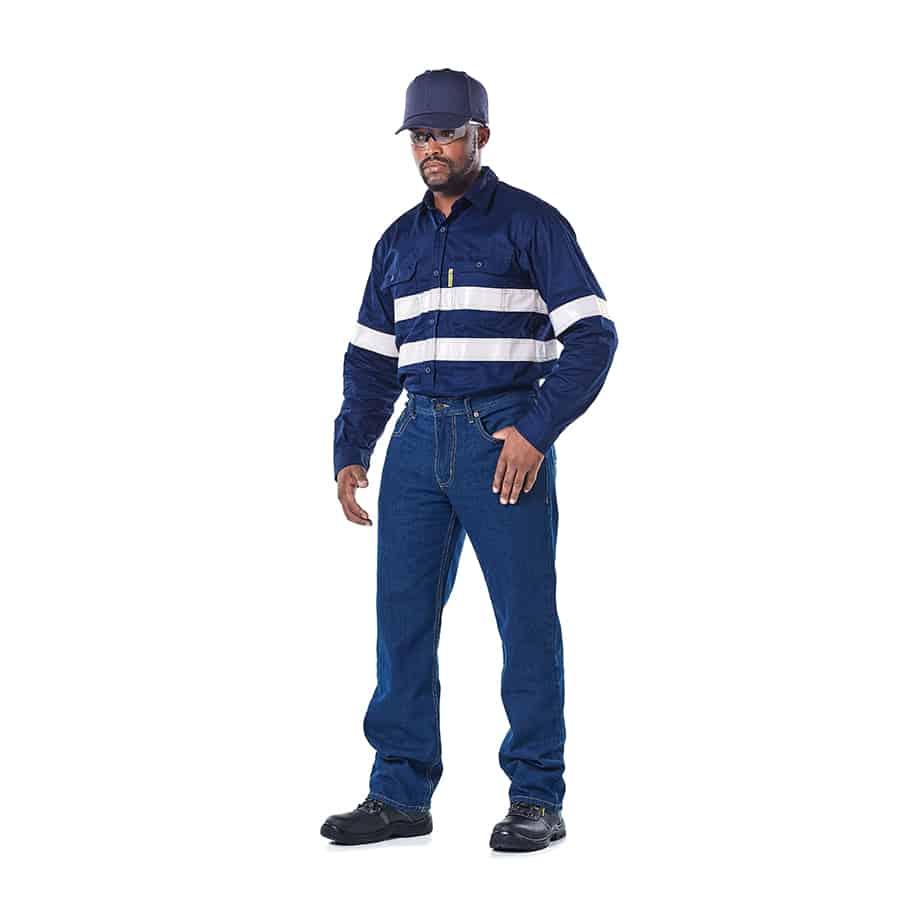Dromex Reflective Navy Ventilated Long Sleeve Shirt, Size 3x Large