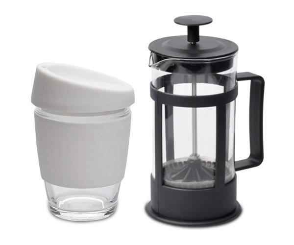 Kooshty Single Koffee Set With Black Plunger - Solid White Only