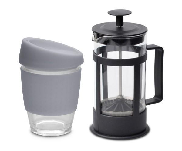 Kooshty Single Koffee Set With Black Plunger - Grey Only