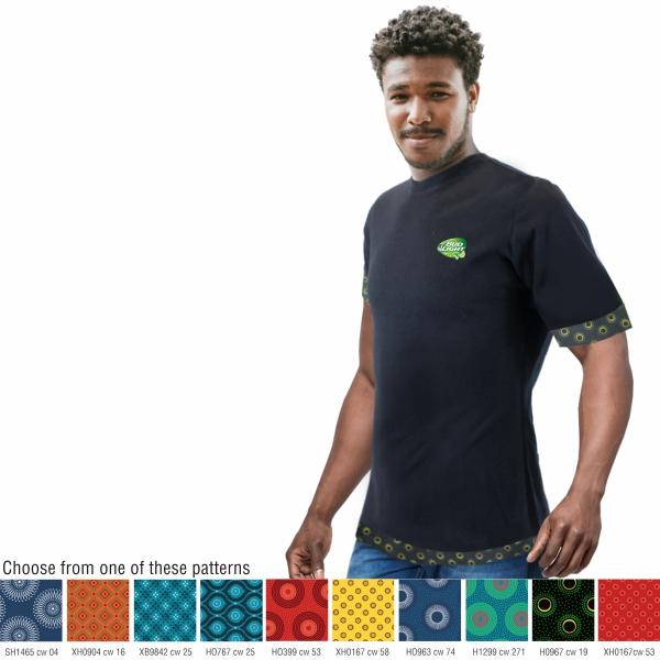 Mens Crew Neck T-shirt With Shweshwe Triming S