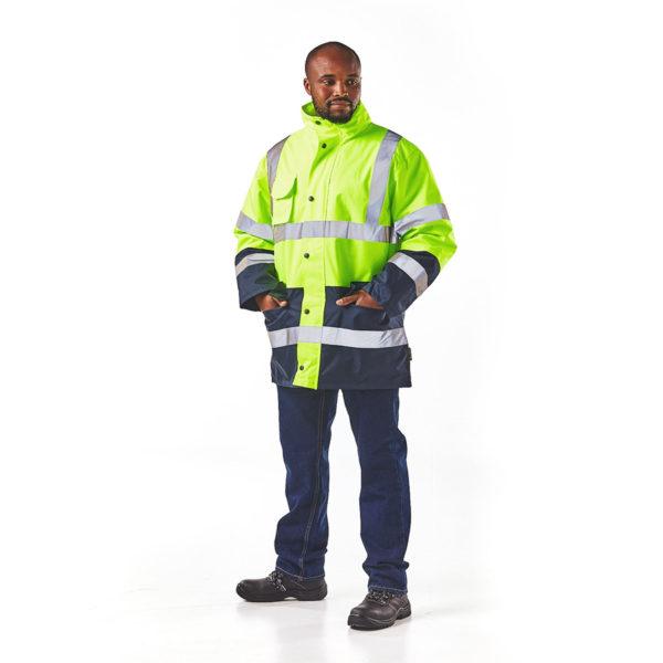 Dromex Two Tone Waterproof Hi Viz Thermal Jackets Lime/navy Blue, 3xl