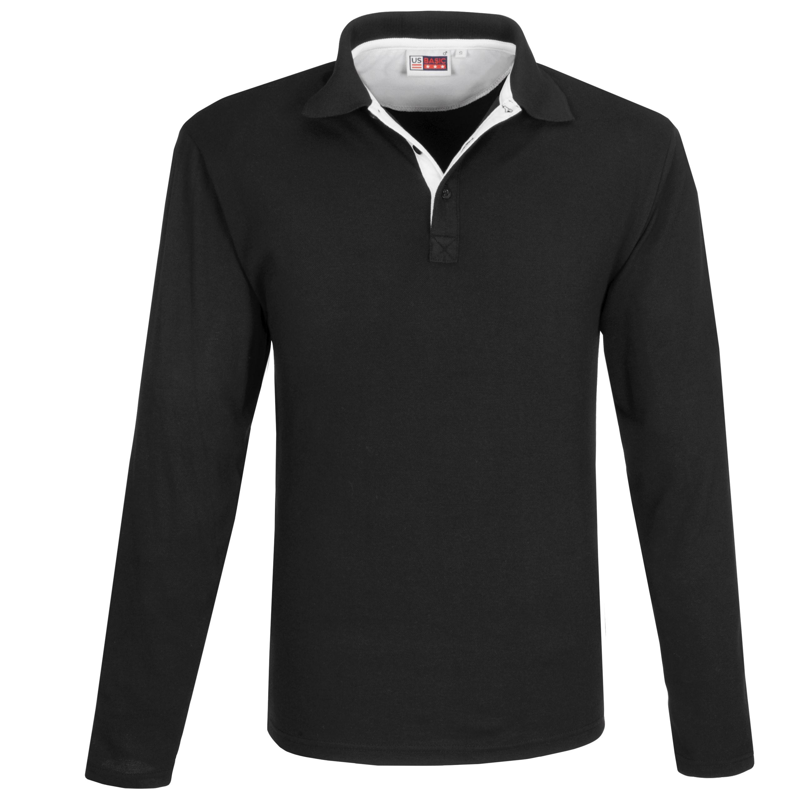 Mens Long Sleeve Solo Golf Shirt -white Only