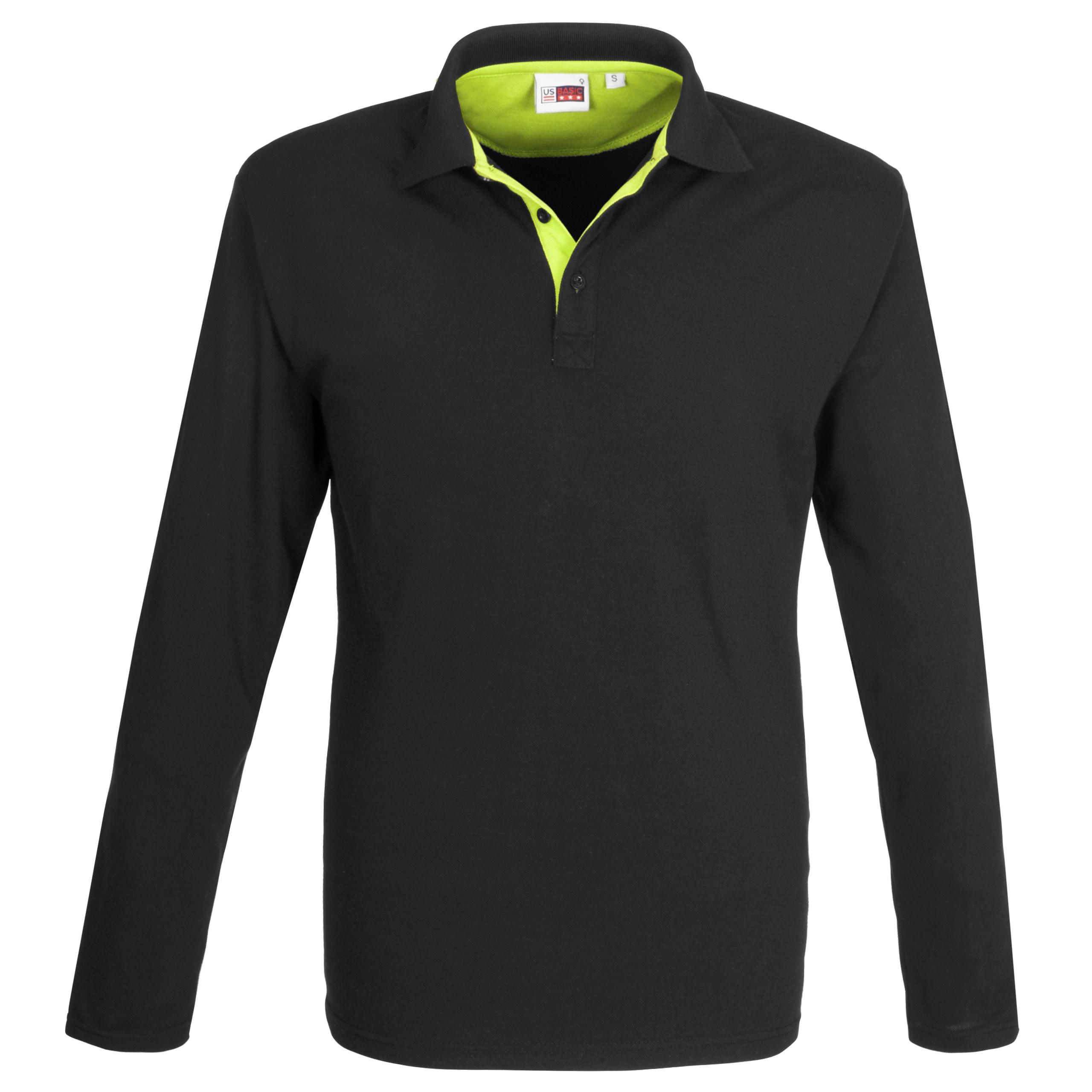 Mens Long Sleeve Solo Golf Shirt - Lime Only