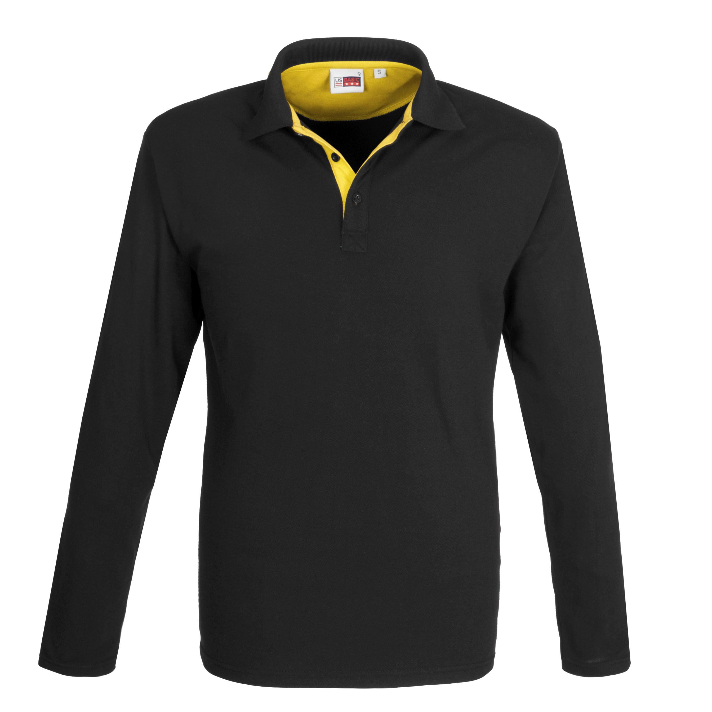 Mens Long Sleeve Solo Golf Shirt - Yellow Only