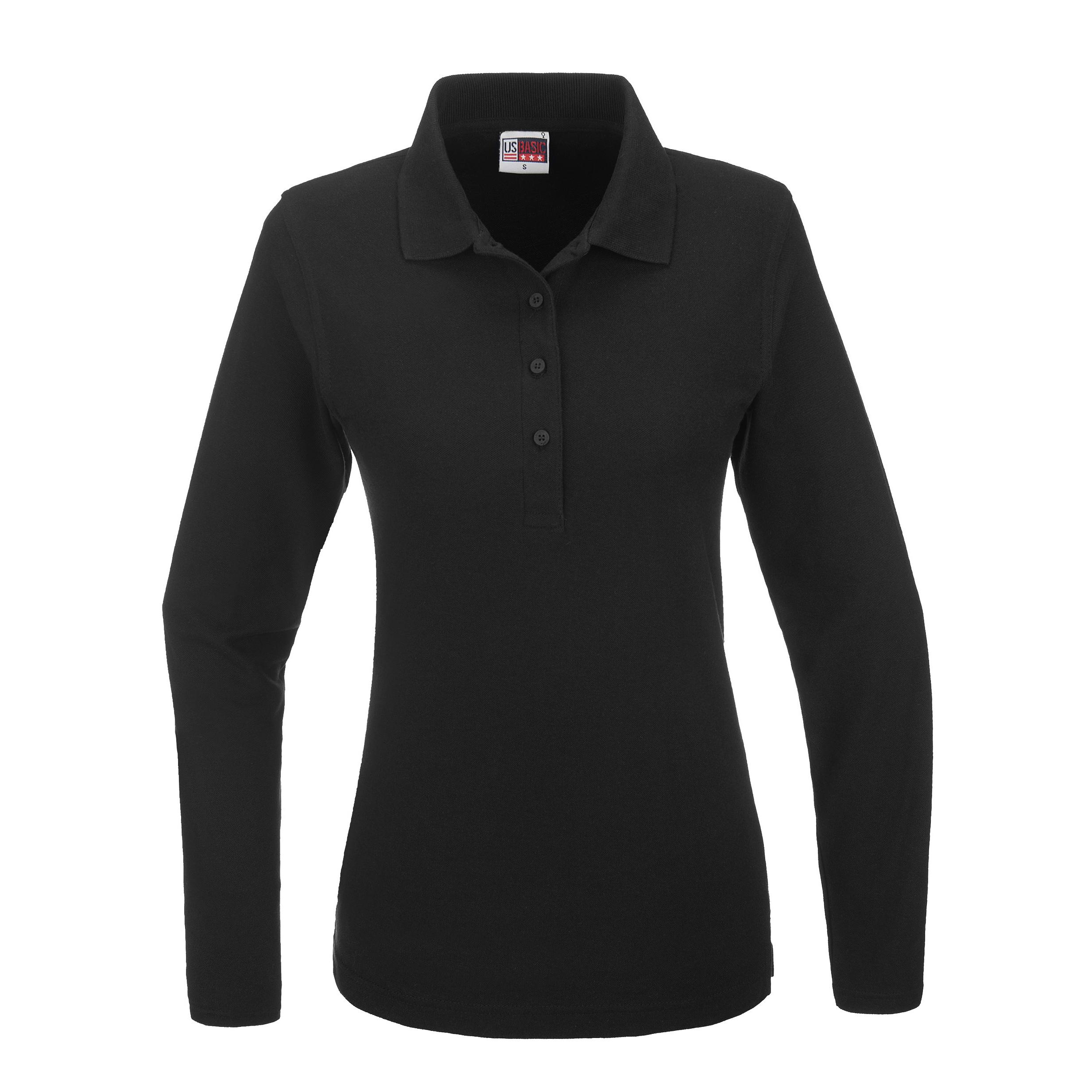 Ladies Long Sleeve Boston Golf Shirt - Black Only