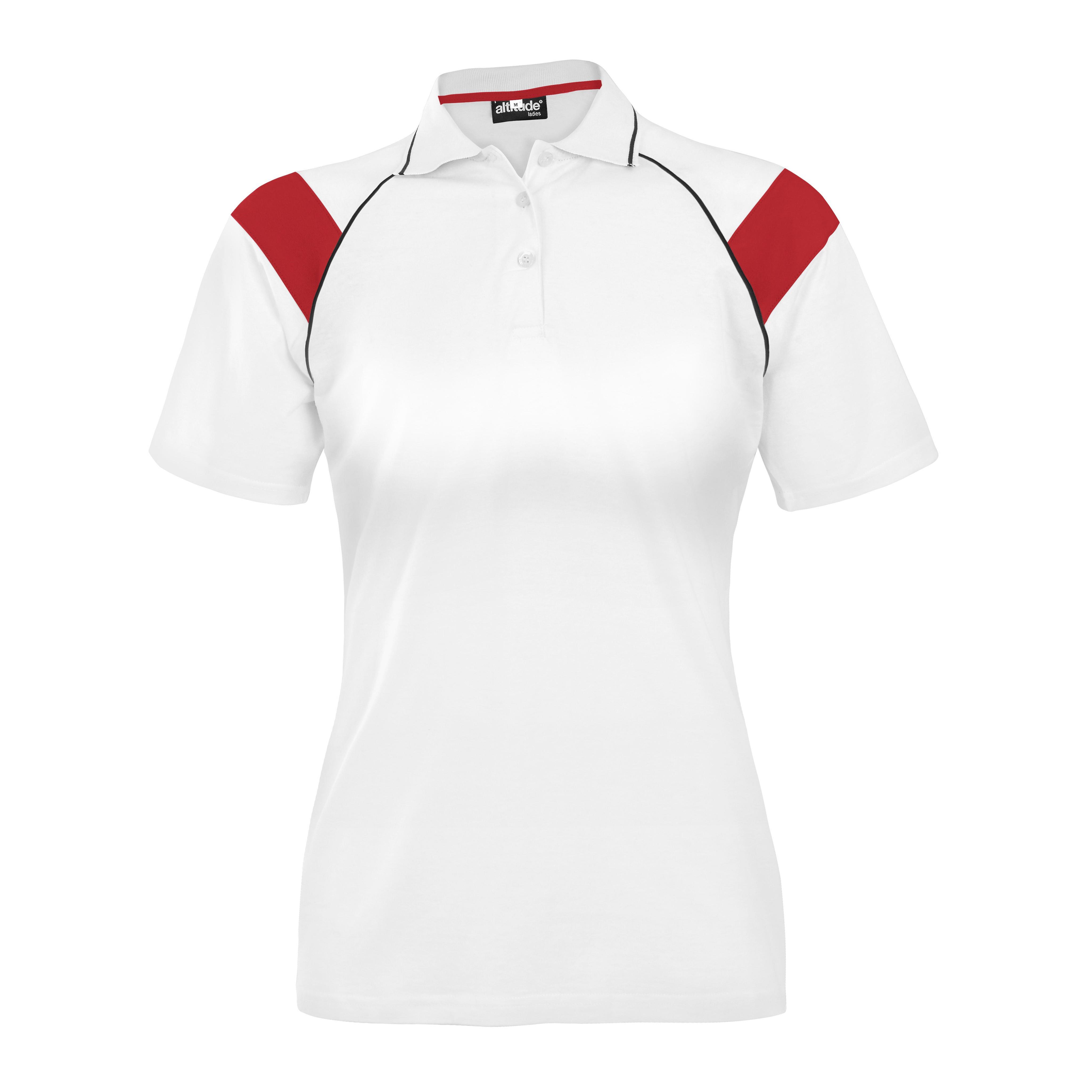 Ladies Score Golf Shirt White And Red Only