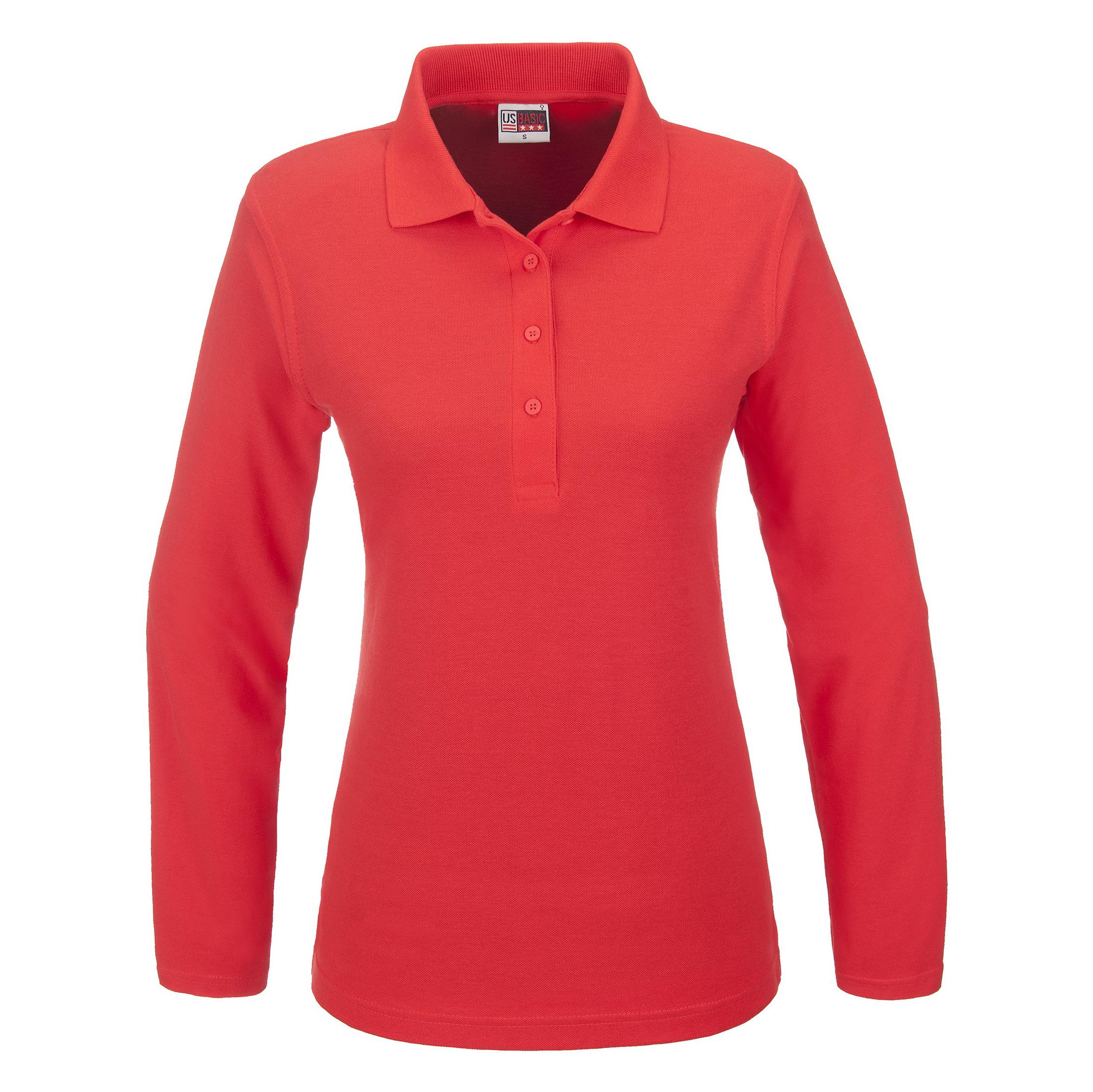 Ladies Long Sleeve Boston Golf Shirt - Red Only