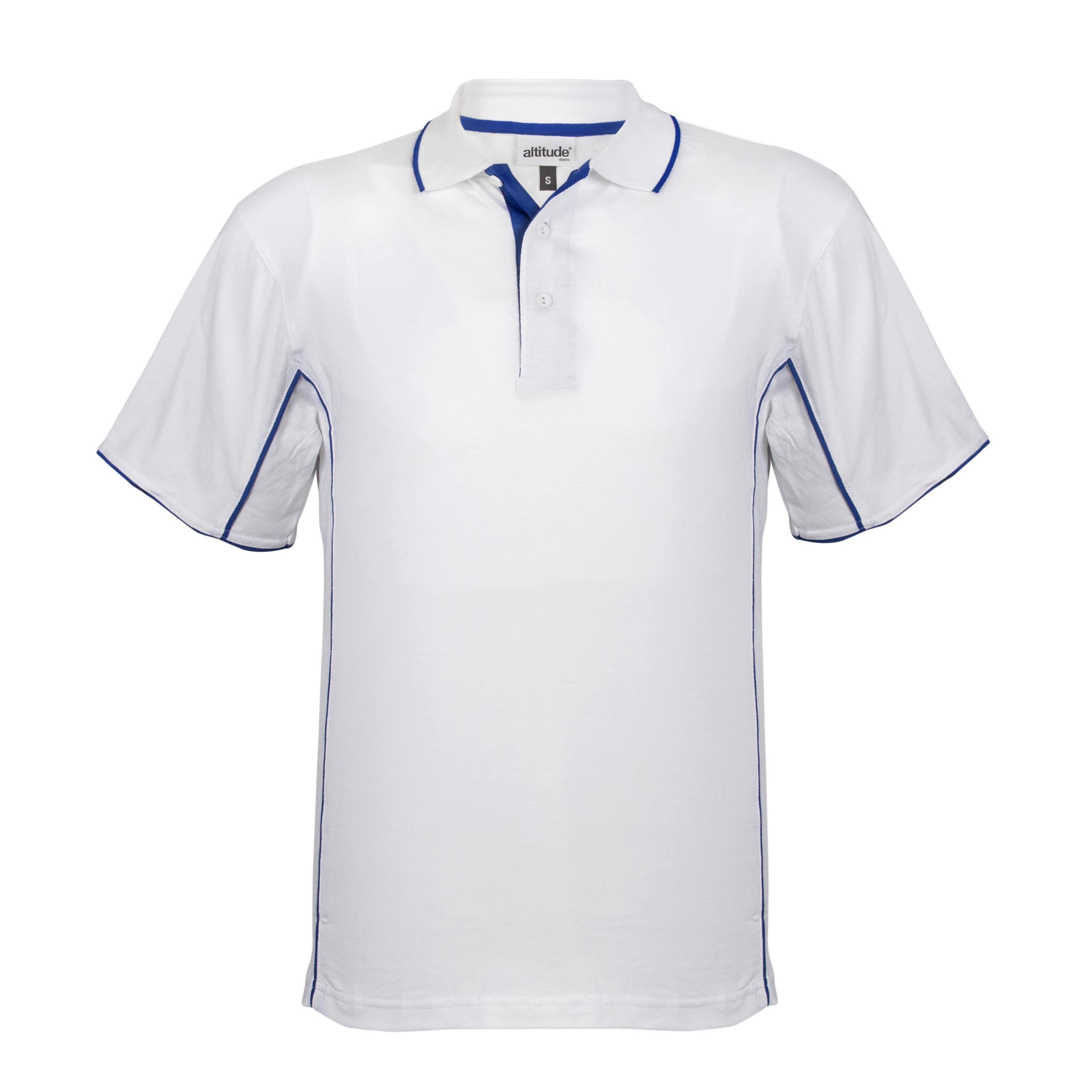 Mens Denver Golf Shirt - White And Blue Only