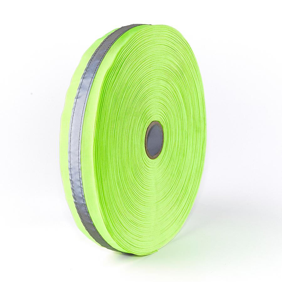 Yellow 50mm (5cm) Ribbon, 25mm (2.5cm) Silver Reflective, 100m Rolls