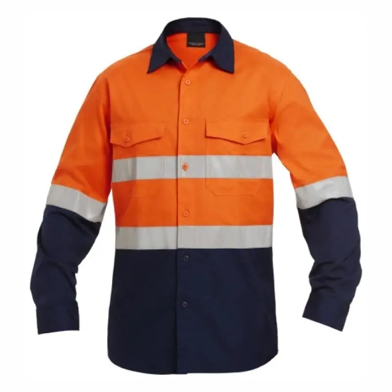 Dromex Reflective Orange/navy Ventilated Long Sleeve Shirt, Size 3x Large