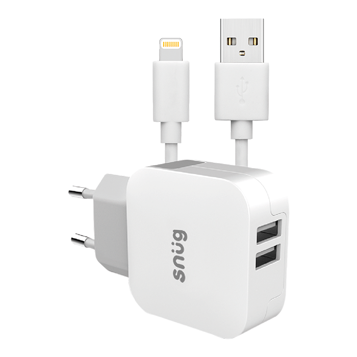 Sn0009 - Snug Home Charger With Apple Lightning Charge And Sync Cable