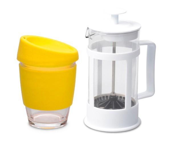 Kooshty Single Koffee Set With White Plunger - Yellow Only