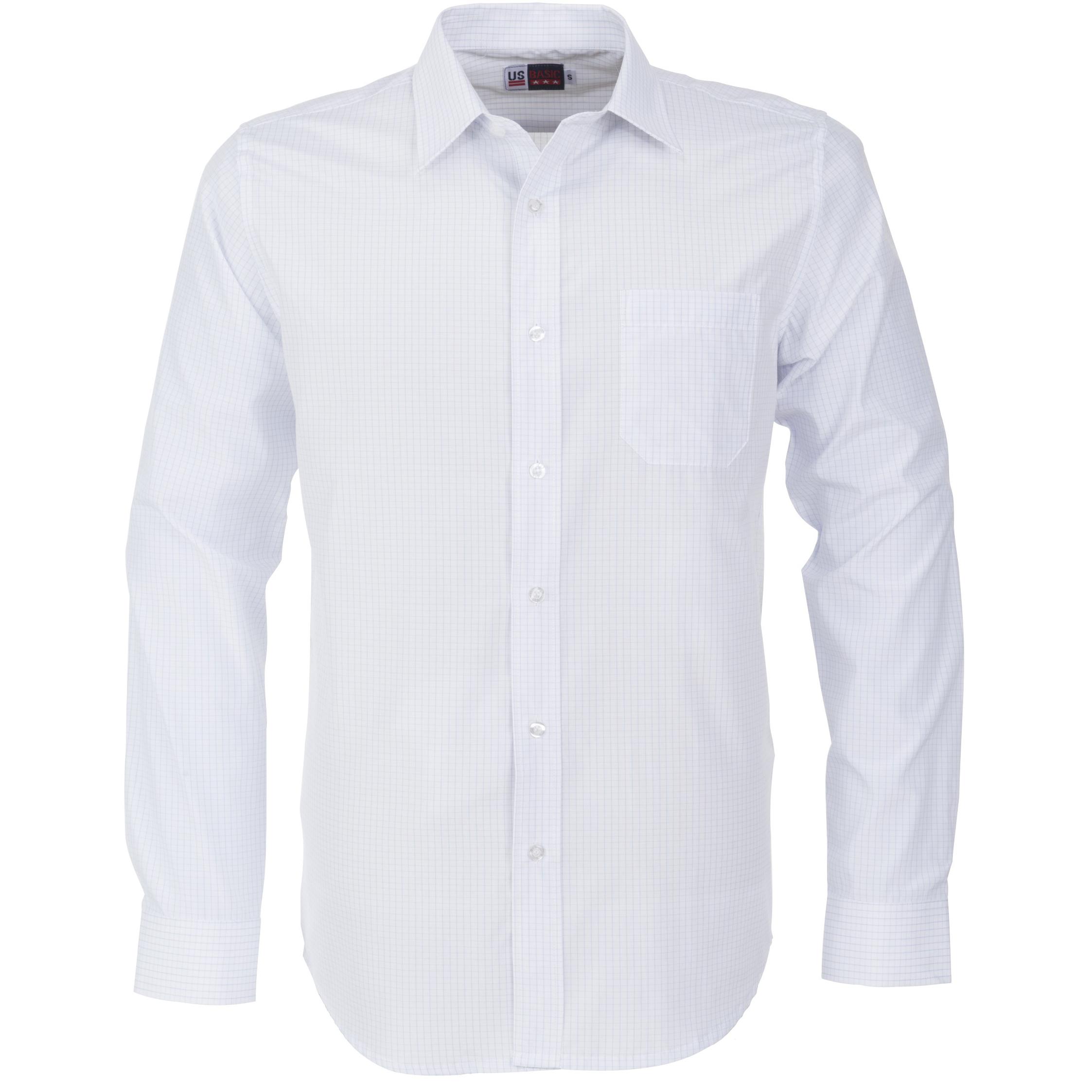 Mens Long Sleeve Huntington Shirt - White With Light Blue Only