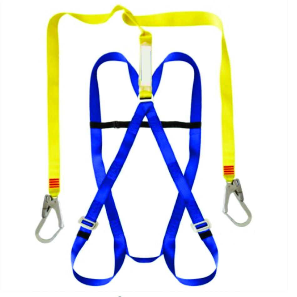 Double Leg Lanyard With Energy Absorber And Scaffold Hooks (carab)
