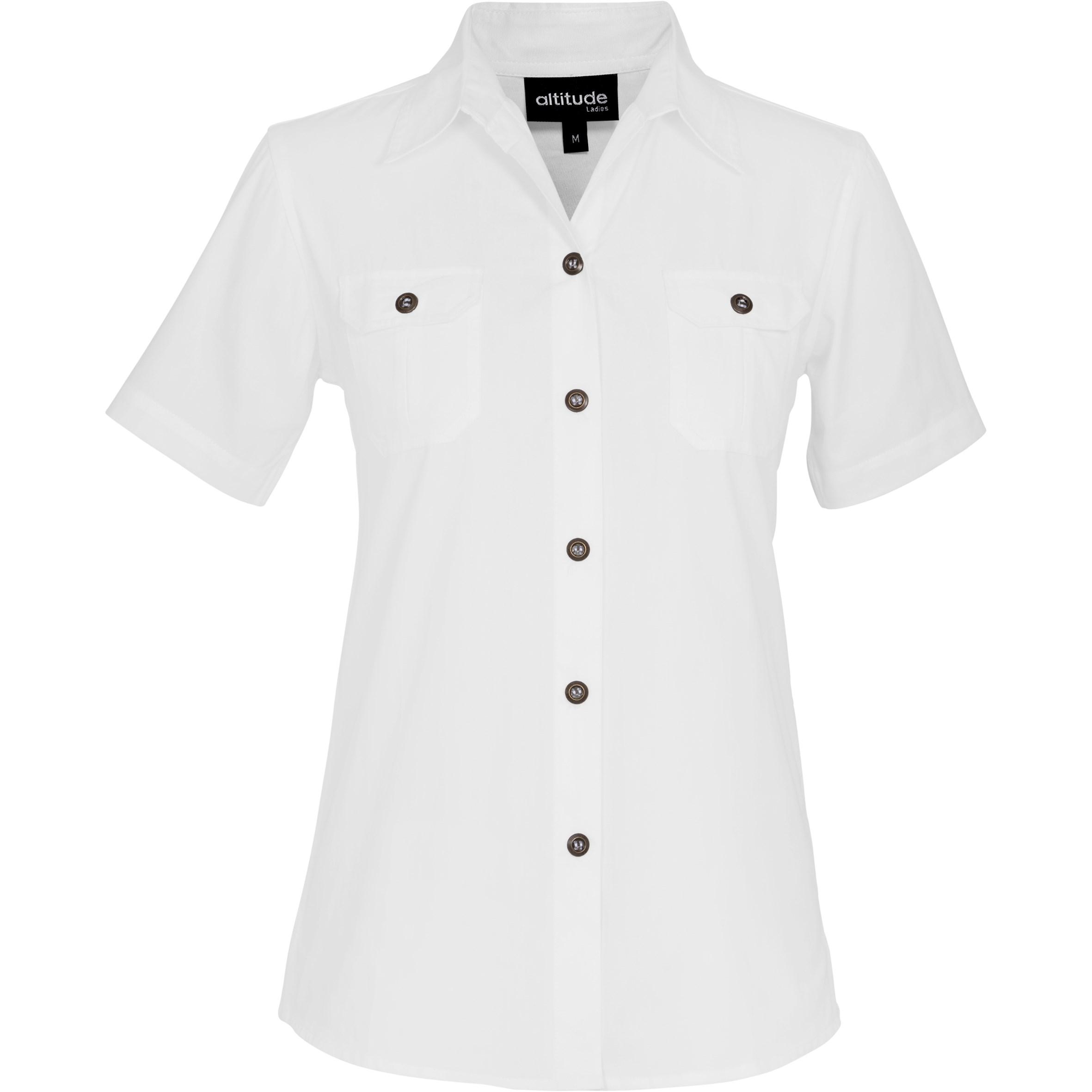 Ladies Short Sleeve Oryx Bush Shirt -white Only