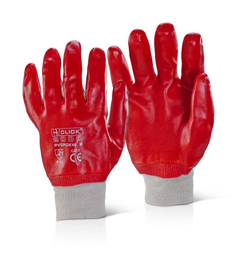 Red Pvc Knit Wrist Glove (box Of 120) (pvc003)