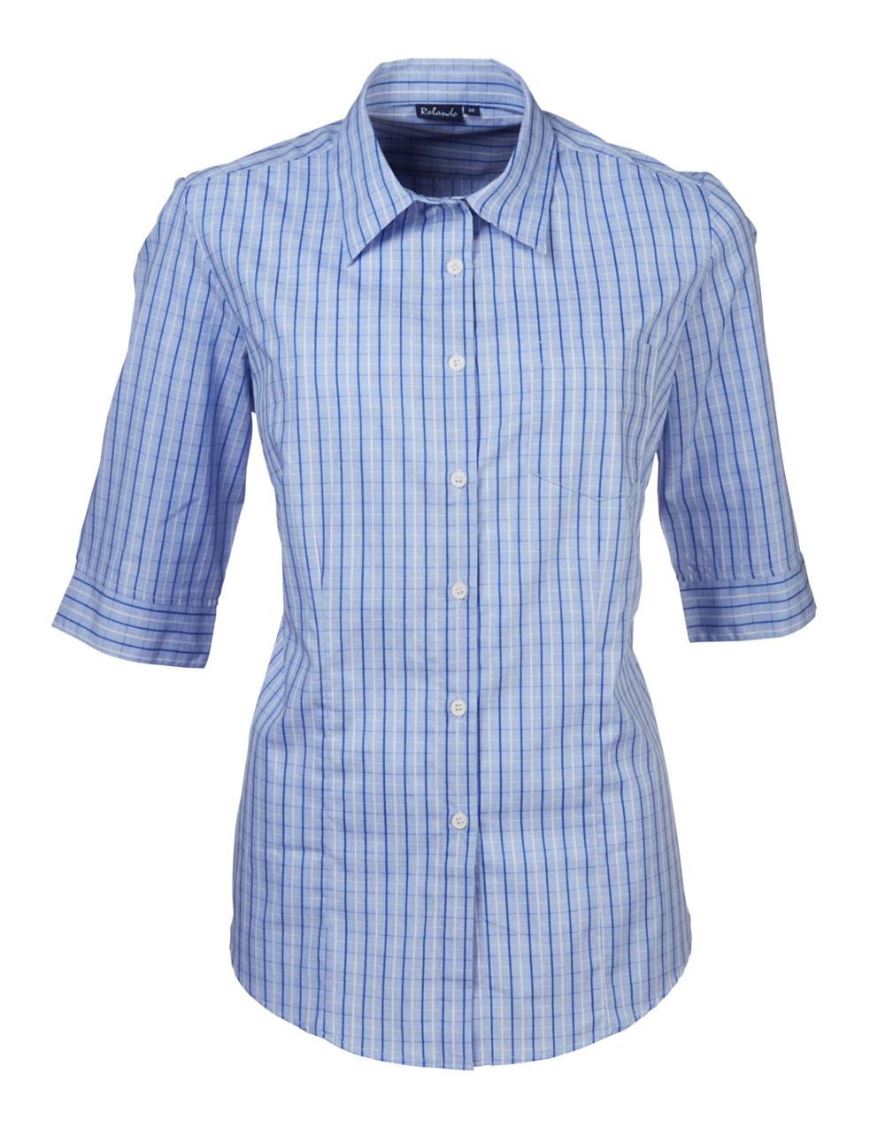 Ladies 3/4 Wendy K209 Blouse - Blue/white Check