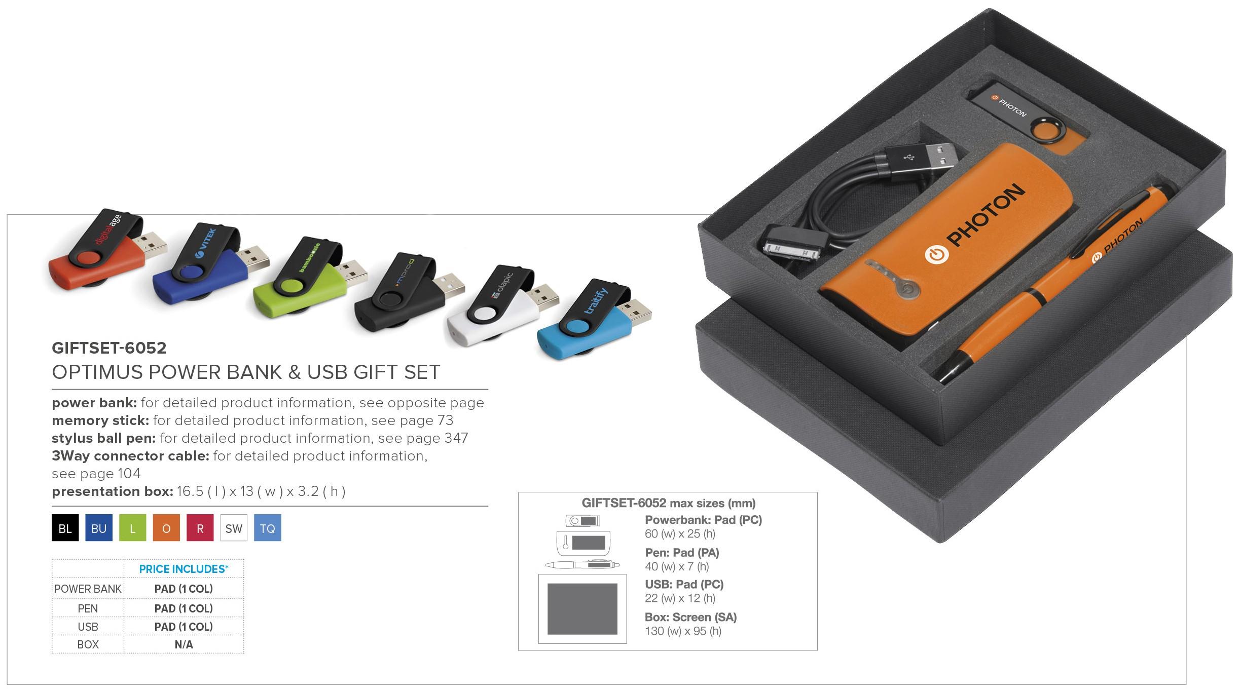 Optimus Power Bank Gift Set - Incl Connector And Usb