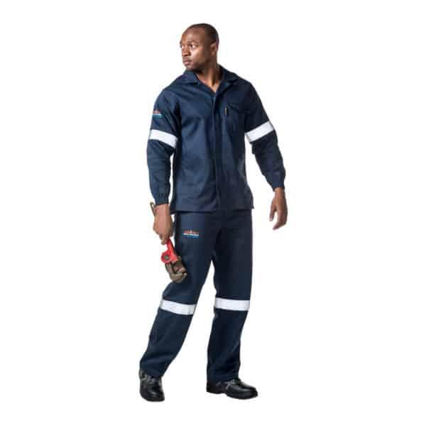 D59 Navy Blue Flame & Acid Overalls With Reflective, Sizes 70
