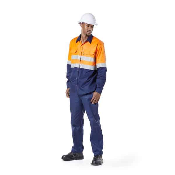 Reflective Orange/navy Ventilated Long Sleeve Shirt, Size 5x Large