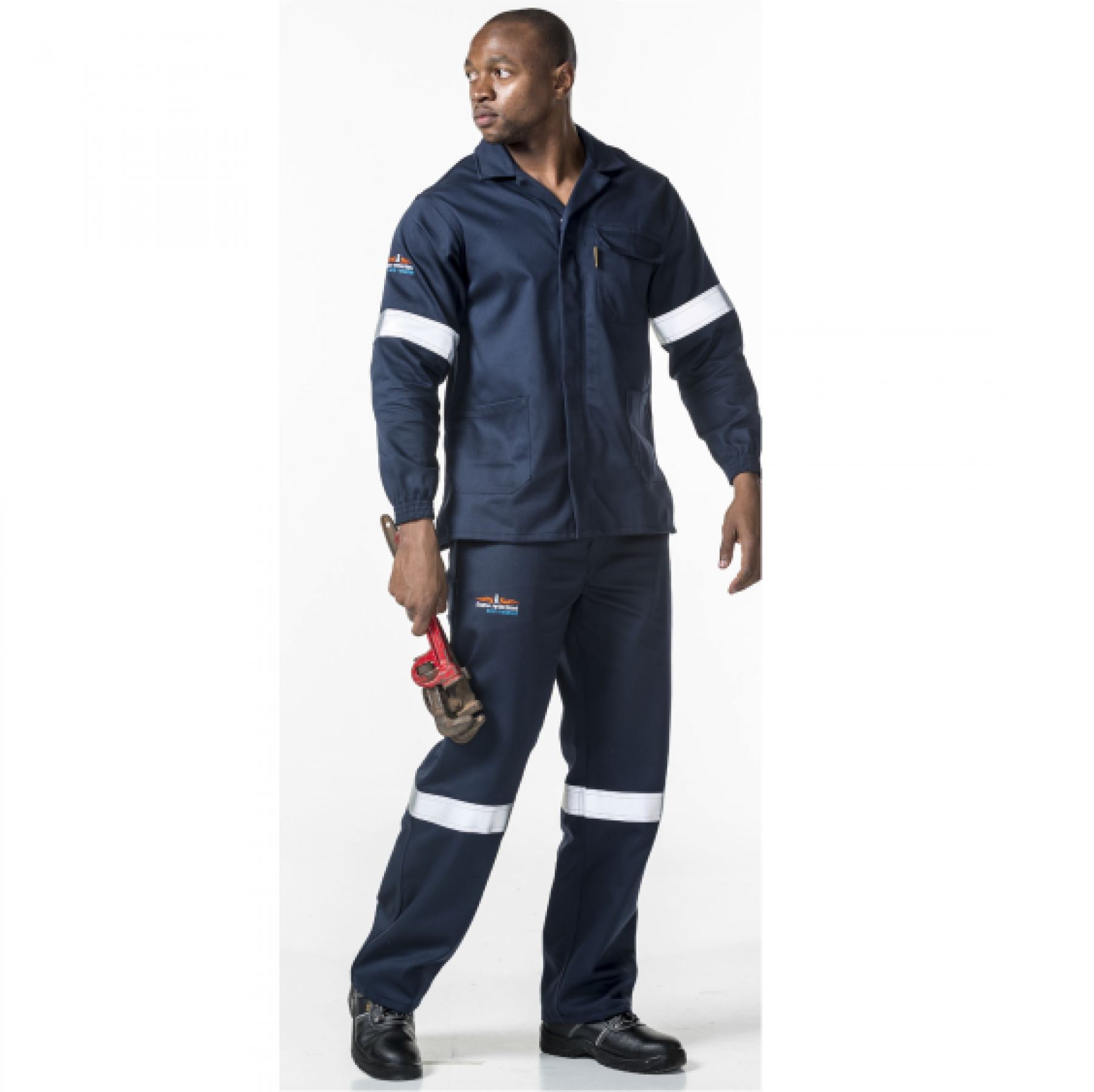 D59 Navy Blue Flame & Acid Overalls With Reflective, Sizes 28 To 44