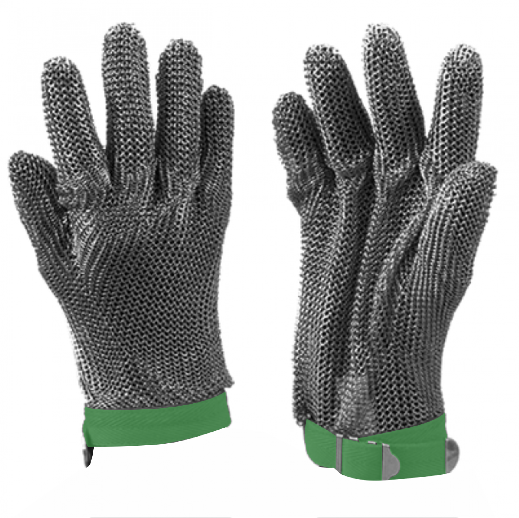 Chain Mail 5 Finger Wrist Length, Size Xs (green Cuff)