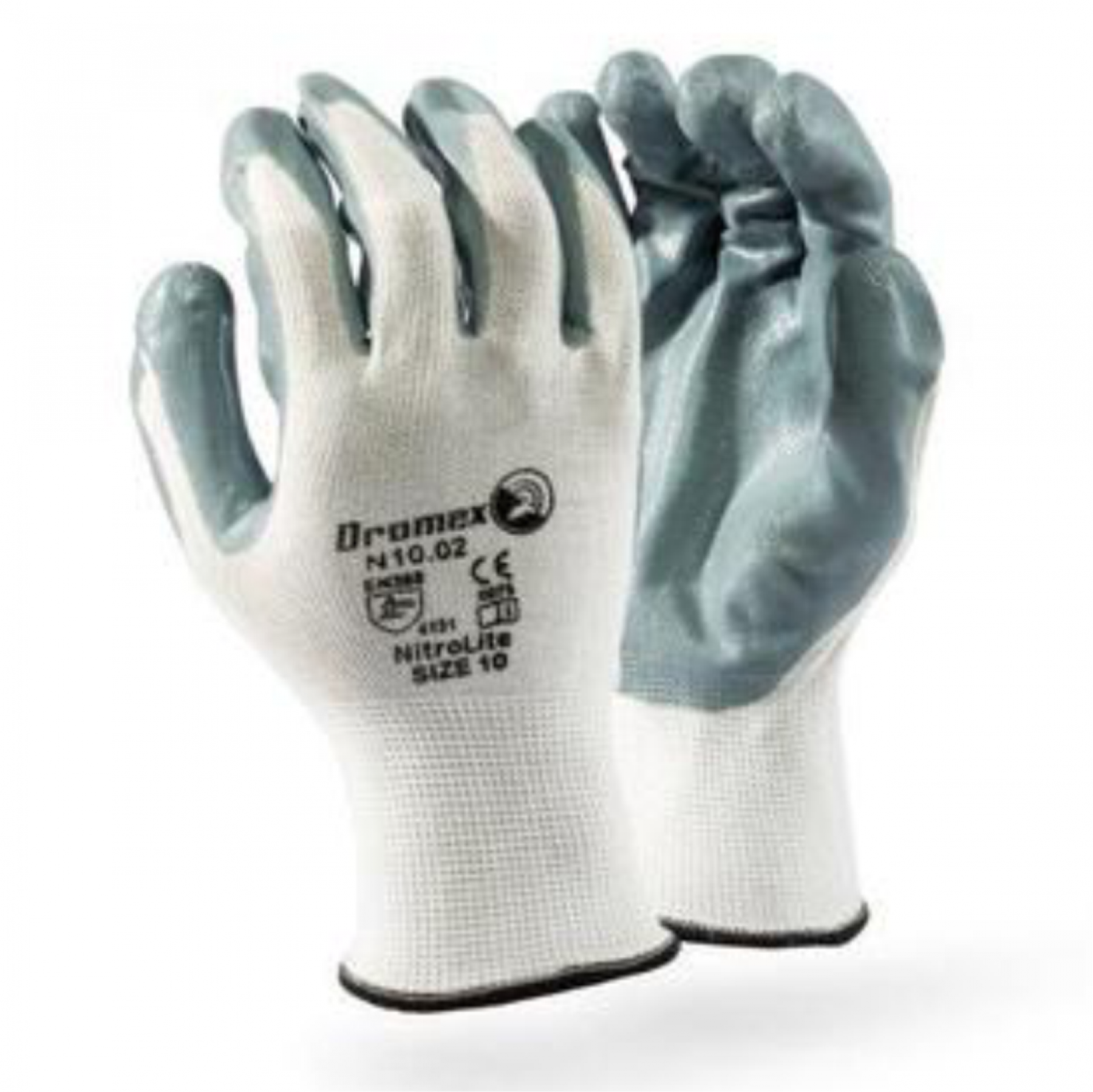 Nitrolite Grey Nitrile Palm Coated On White Shell, 7