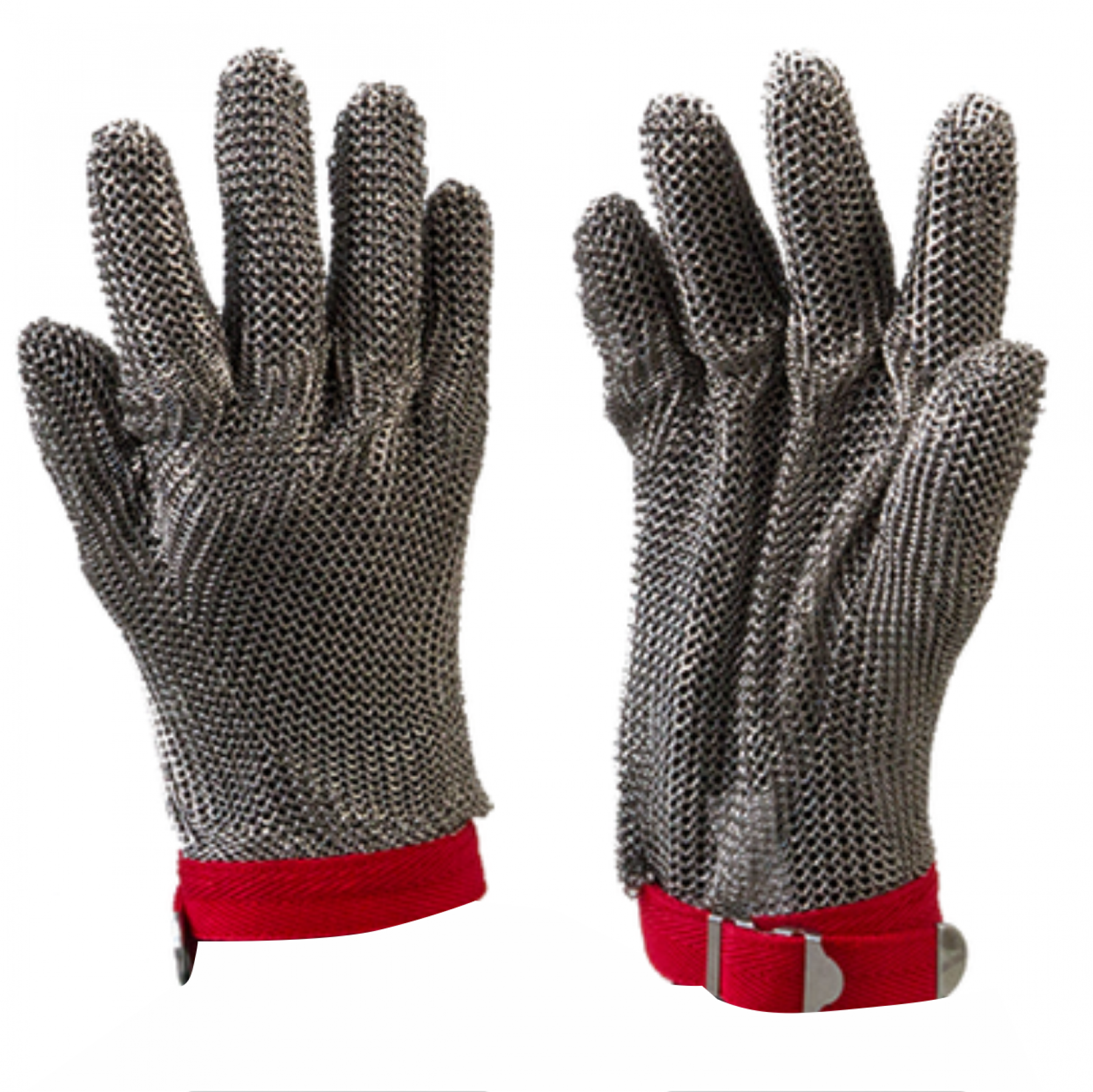 Chain Mail 5 Finger Wrist Length, Size M (red Cuff)