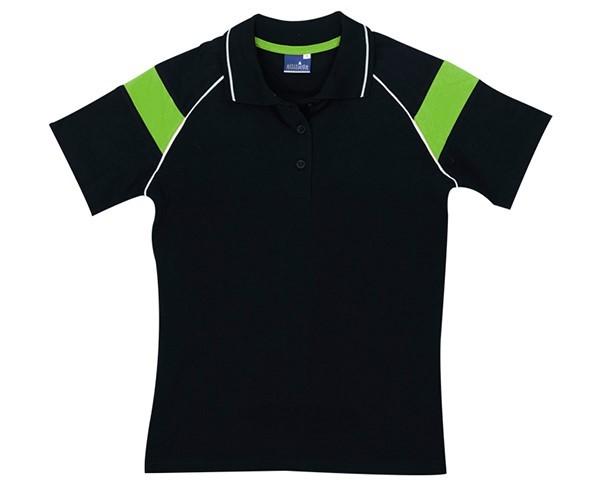 Ladies Score Golf Shirt - Black And Lime Only
