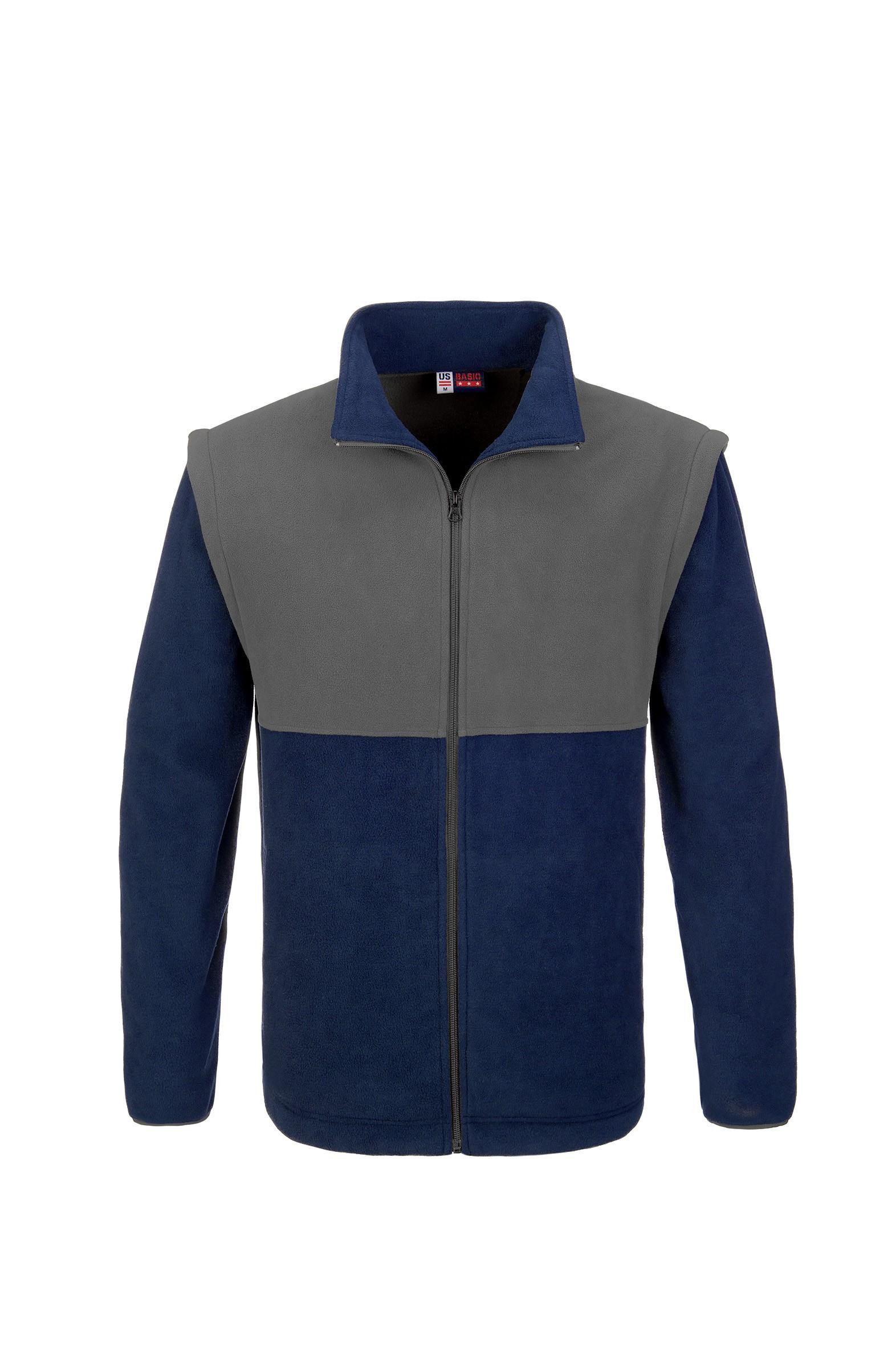 Mens Benneton Zip-off Micro Fleece Jacket - Navy Only