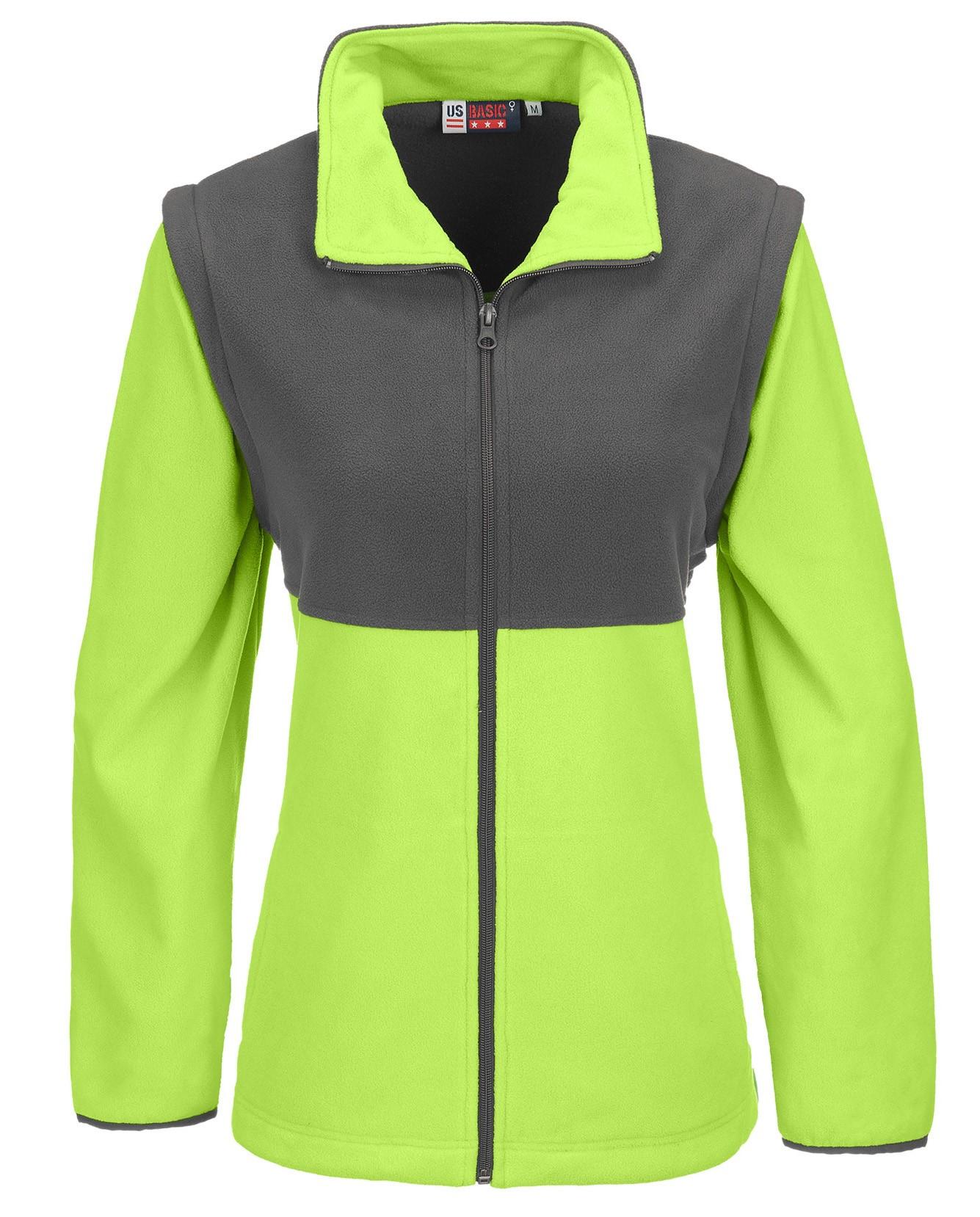 Ladies Benneton Zip-off Micro Fleece Jacket - Lime Only