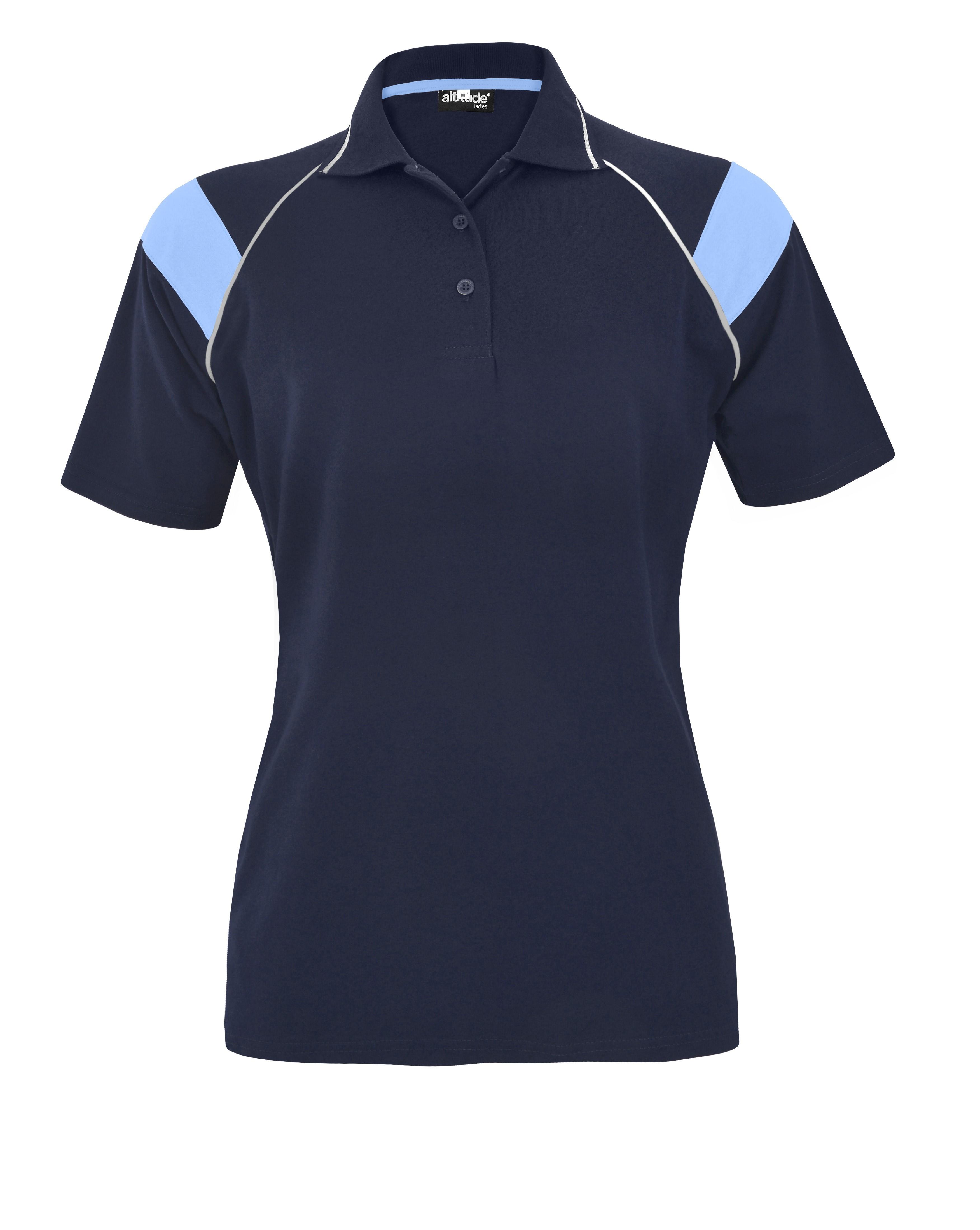Ladies Score Golf Shirt - Navy And Light Blue Only
