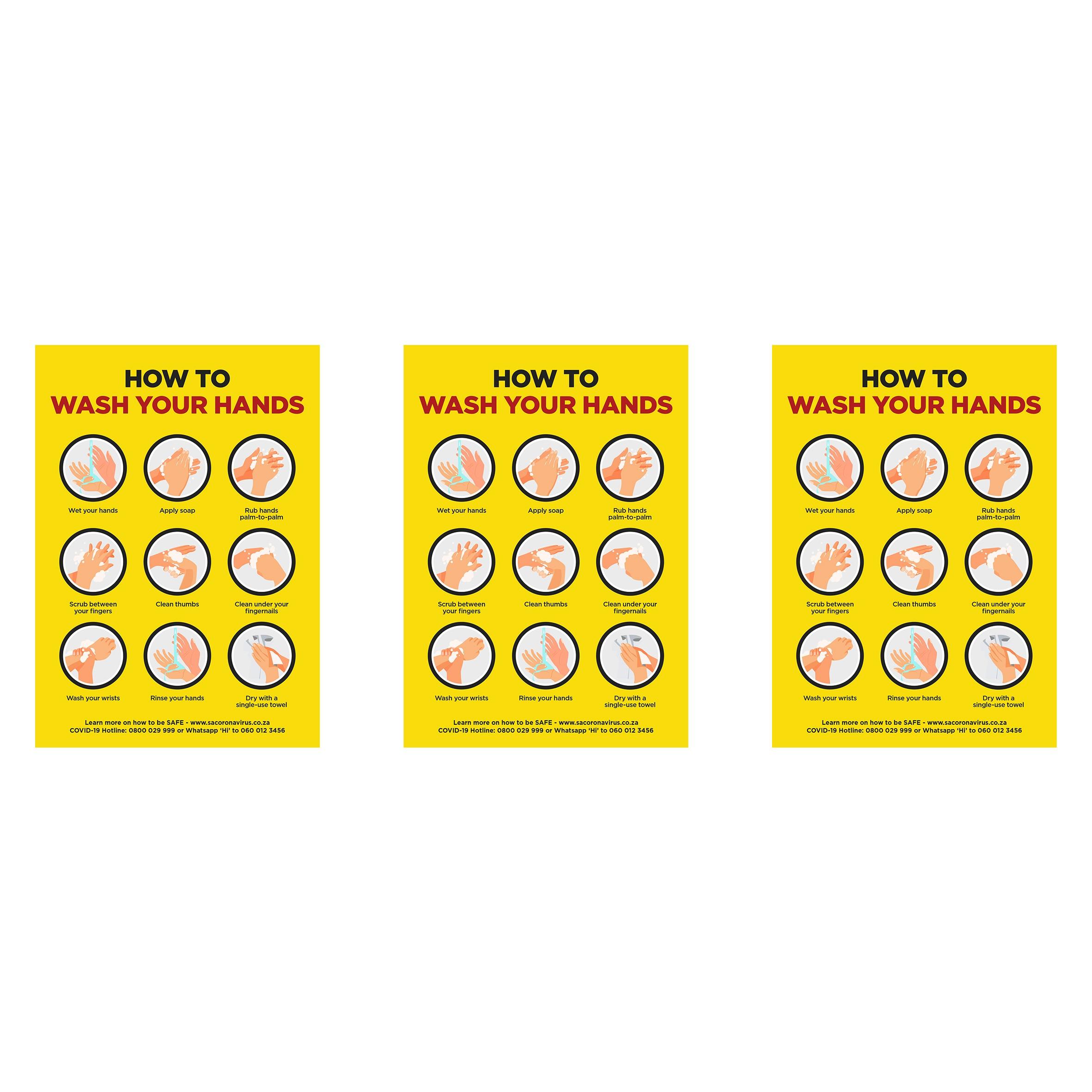 OFFICE SIGNAGE | Jupiter  A2 Hand Wash Poster (set Of 3) - 2