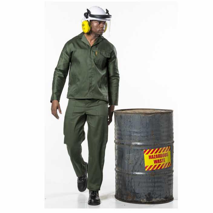 Poly-viscose Olive Green Conti Suit Pants,  Acid Resistant, Sizes 60