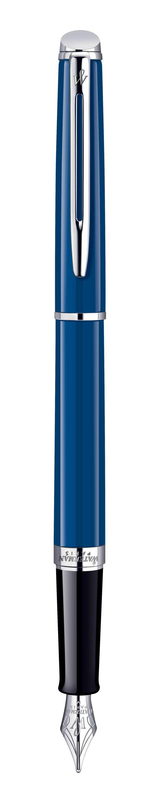 Waterman Hemisphere Blue Obsession Chrome Trim Fountain Pen Med Nib - Blu Ink