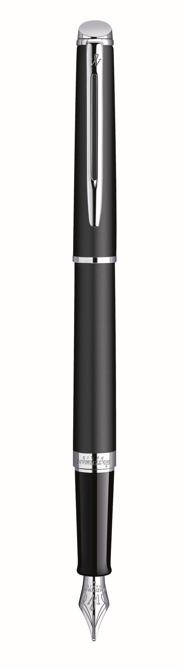 Waterman Hemisphere Essential Matte Black Chrome Trim Fountain Pen Med Nib - Blu Ink