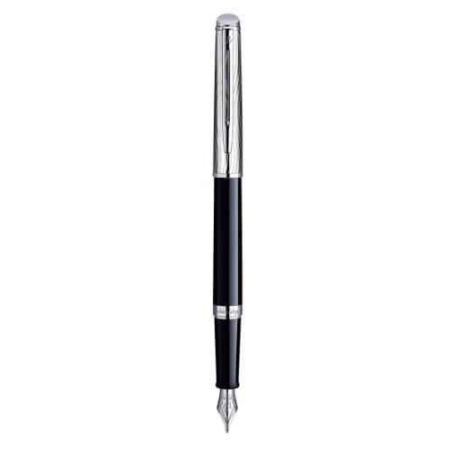 Waterman Hemisphere Deluxe Laque Black Chrome Trim Fountain Pen Med Nib - Blu Ink