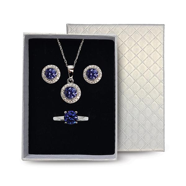Sterling Silver Tanzanite Cz Jewellery Set