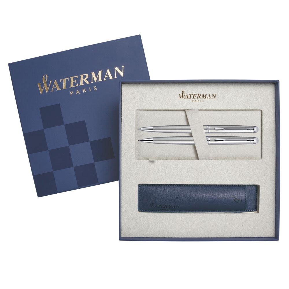 Waterman Hemisphere Essential Stainless Steel Chrome Trim Set + Free Pen Pouch              