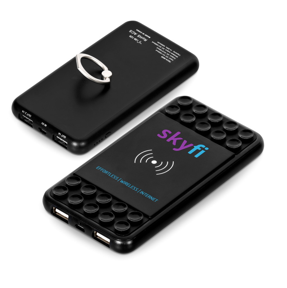 Obsidian Qi Wireless Charger & 4000mah Power Bank-black