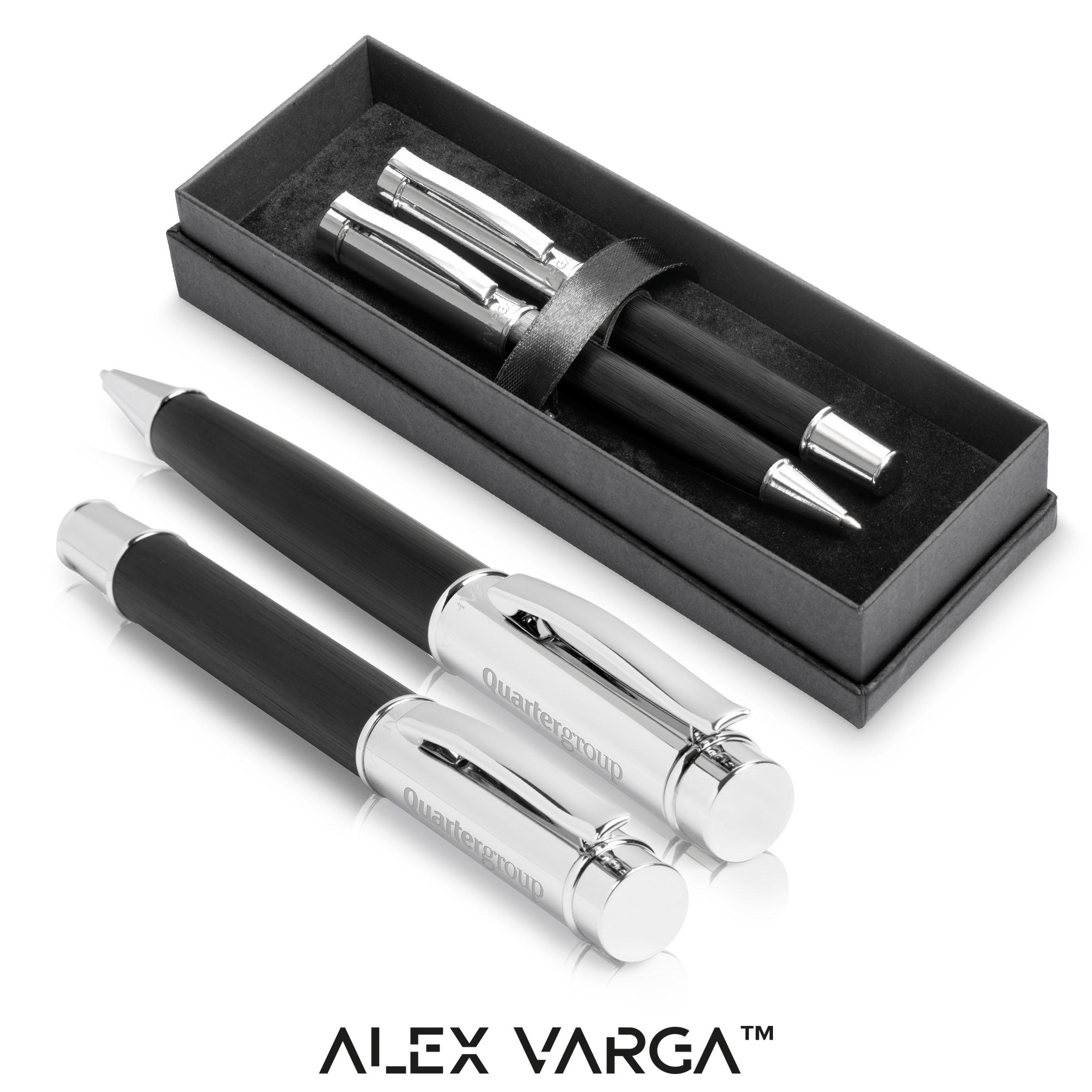 Alex Varga Volans Ball Pen & Rollerball Set - Black Only