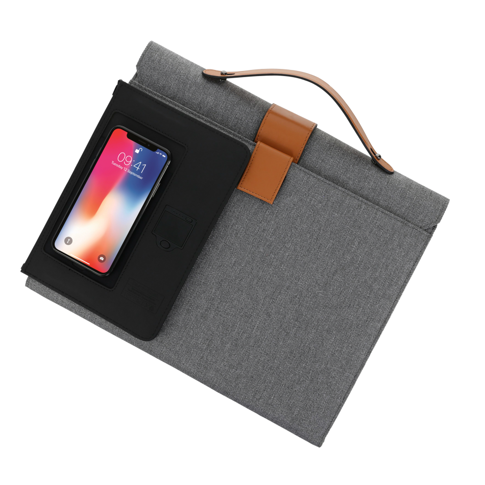 Vierson- Tech Workstation With 10000mah Wireless Powerbank Light Grey