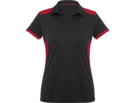 Ladies Rival Golf Shirt - Black With Red