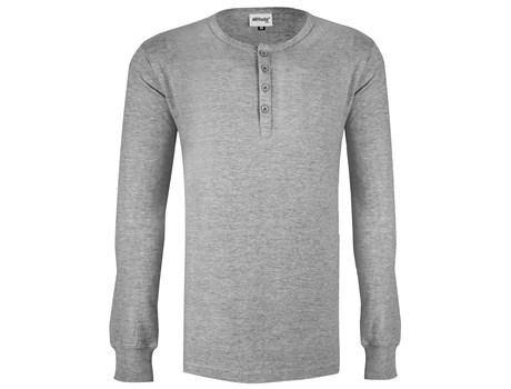 Mens Long Sleeve Henley T-shirt - Grey Only
