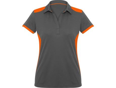 Ladies Rival Golf Shirt - Grey With Orange