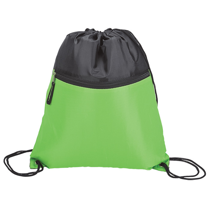 Drawstring Bags Bb0002 Drawstring Sport Bag With Zip Pocket 210d