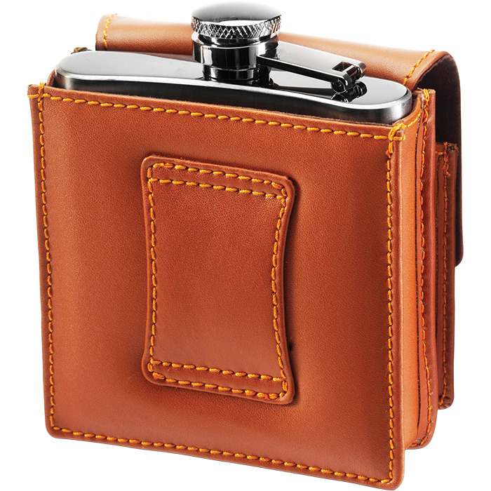 Bw6871 - 180ml Hip Flask In Belt Pouch