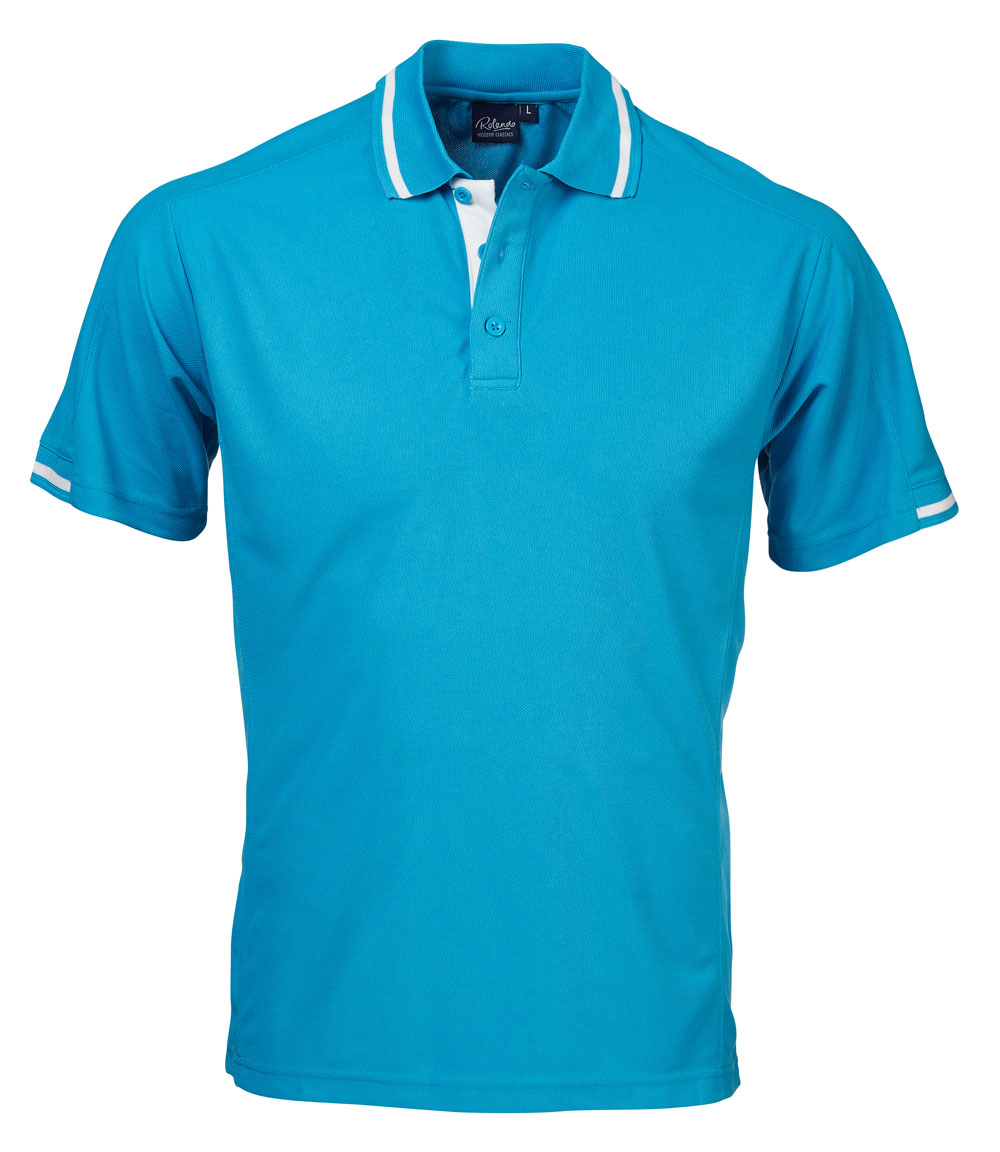 Mens Qd1 Quick Dry Golfer - Turq With White Tipping