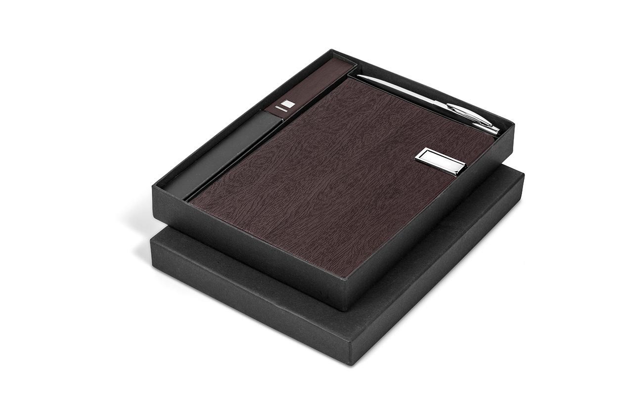 Oakridge Usb Notebook & Power Bank Set - Brown