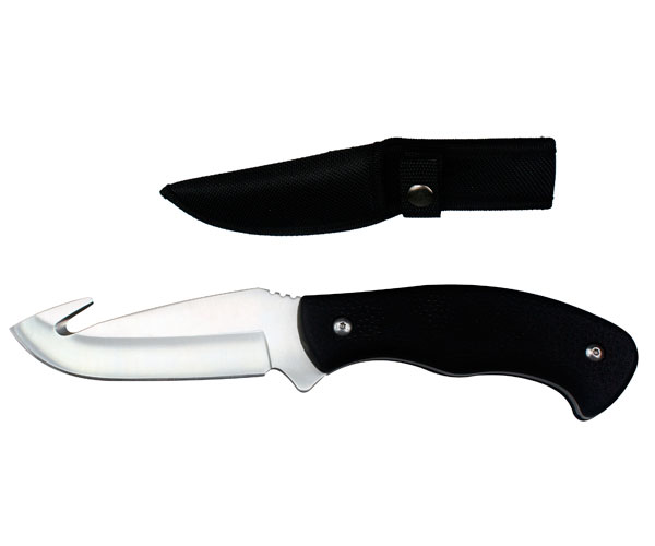 Black Handle Hunting Knife With Hook